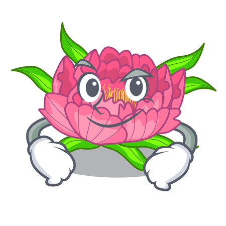 Smirking peony flowers in the cartoon pots vector illustrationのイラスト素材