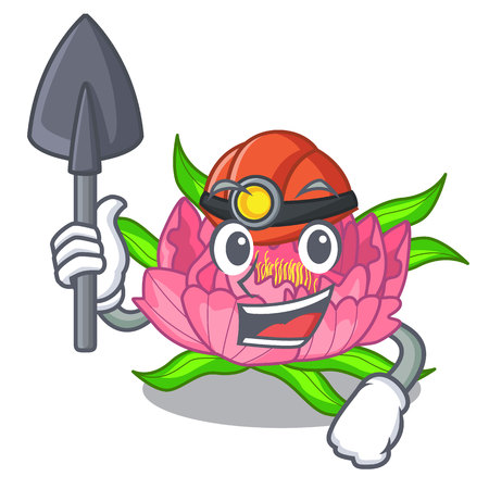Miner flower tree poeny in character form vector illustrationのイラスト素材