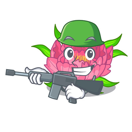 Army Peony flowers in a cartoon basket vector illustrationのイラスト素材