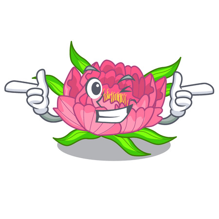 Wink peony flowers in the cartoon pots vector illustrationのイラスト素材