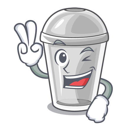 Two finger plastic cup in the character image vector illustrationのイラスト素材