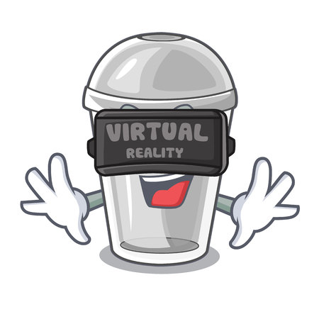 Virtual reality plastic cup isolated on with mascot vector illustrationのイラスト素材