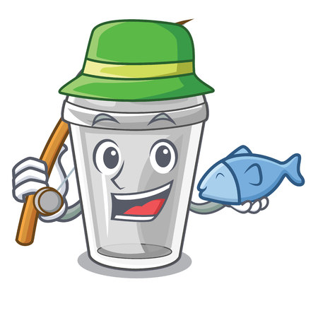 Fishing plastic cup isolated on with mascot vector illustrationのイラスト素材