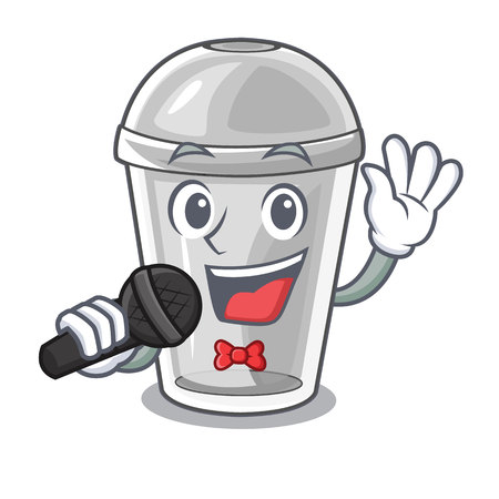 Singing plastic cup isolated on with mascot vector illustrationのイラスト素材