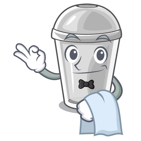 Waiter plastic cup isolated on with mascot vector illustrationのイラスト素材