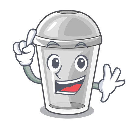 Finger plastic cup on a cartoon table vector illustrationのイラスト素材