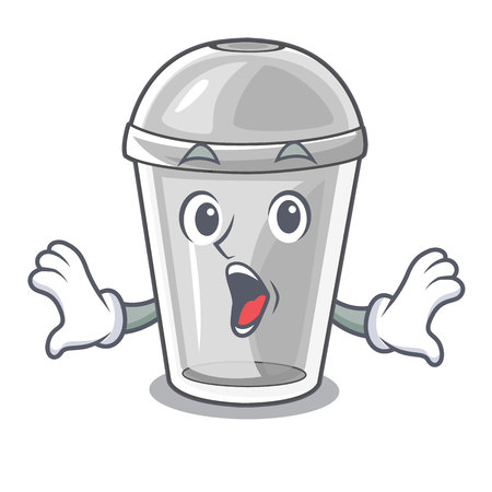 Surprised plastic cup isolated on with mascot vector illustrationのイラスト素材