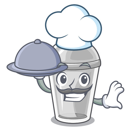 Chef with food plastic cup isolated on with mascot vector illustrationのイラスト素材