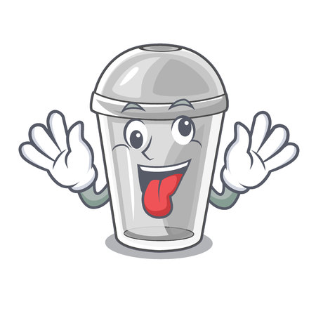 Crazy plastic cup on a cartoon table vector illustrationのイラスト素材