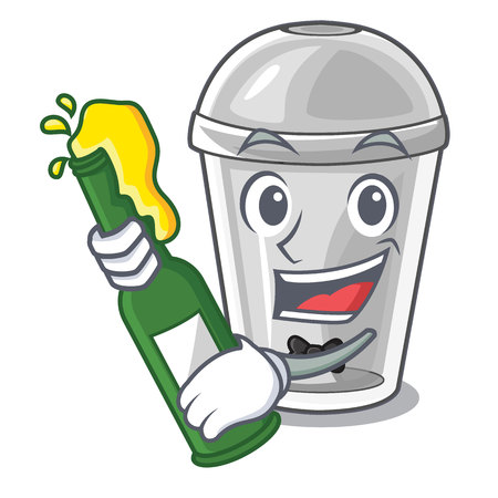 With beer plastic cup on a cartoon table vector illustrationのイラスト素材