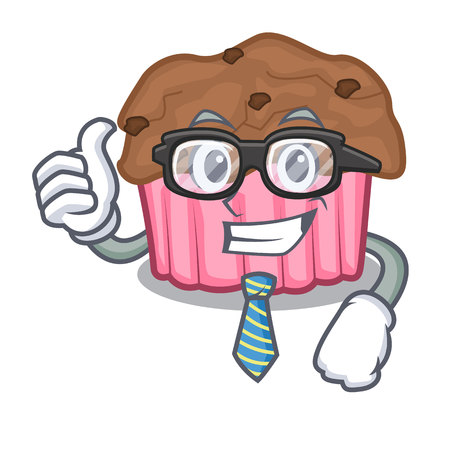 Businessman cartoon chocolate muffins ready to eat vector illustrationのイラスト素材