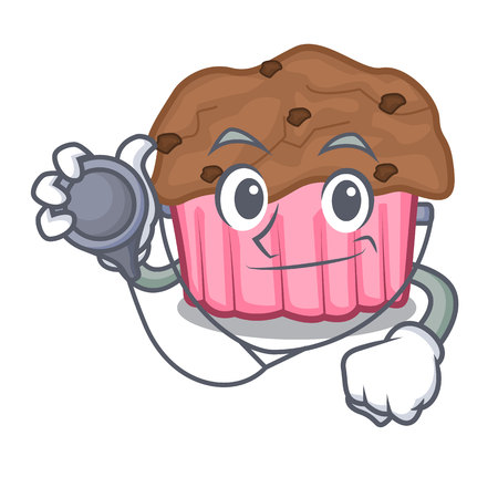 Doctor chocolate muffins on cartoon cake paper vector illuustrationのイラスト素材