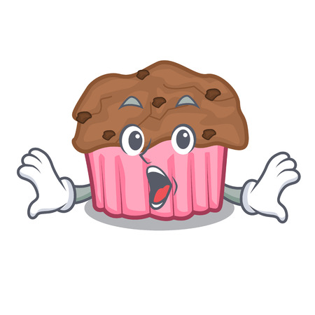 Surprised choclate muffins on grilled board character vector illustrationのイラスト素材