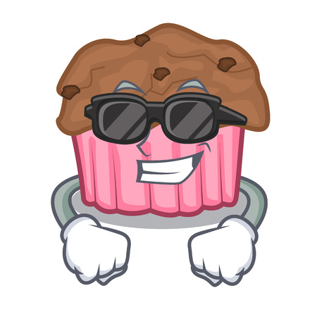 Super cool cartoon chocolate muffins ready to eat vector illustrationのイラスト素材