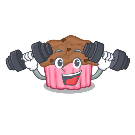Fitness chocolate muffins on cartoon cake paper vector illuustrationのイラスト素材