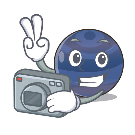 Photographer planet neptune above the sky cartoon vector illustrationのイラスト素材