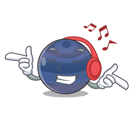 Listening music planet neptune above the sky cartoon vector illustrationのイラスト素材