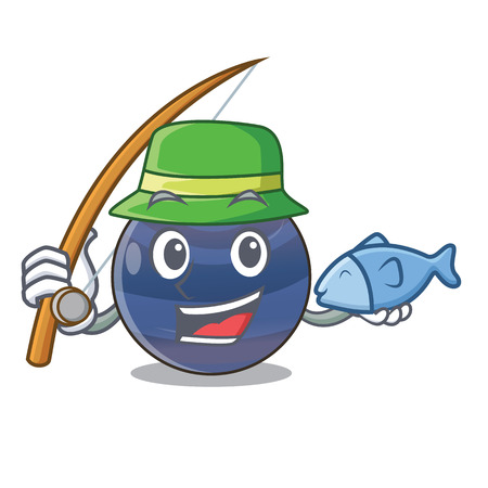 Fishing planet neptune above the sky cartoon vector illustrationのイラスト素材
