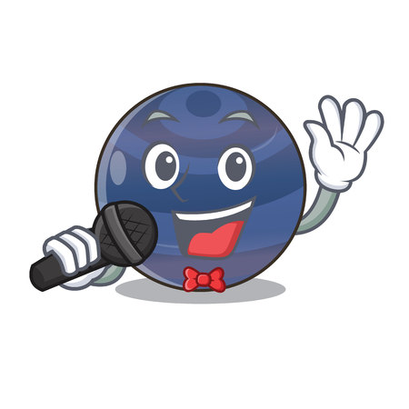 Singing planet neptune above the sky cartoon vector illustrationのイラスト素材