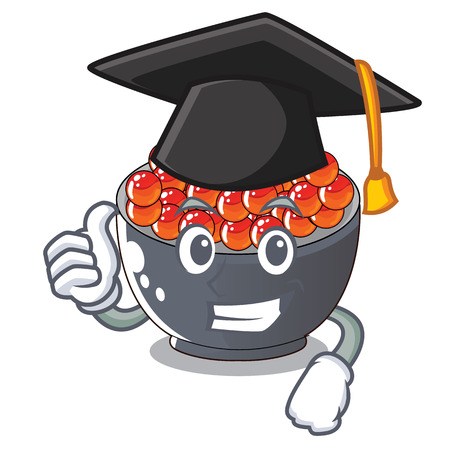 Graduation roe salmon on cartoon wooden plate vector illustrationのイラスト素材