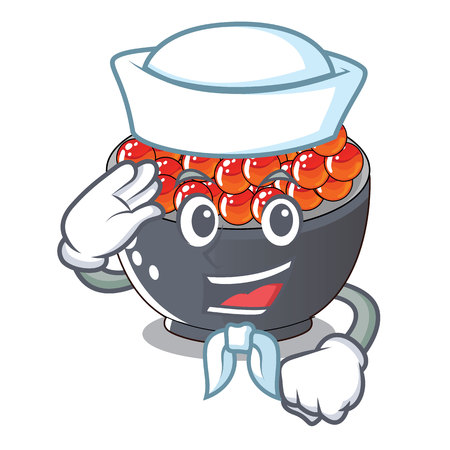 Sailor roe salmon in a cartoon bowl vector illustrationのイラスト素材
