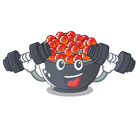 Fitness roe salmon in a cartoon bowl vector illustrationのイラスト素材