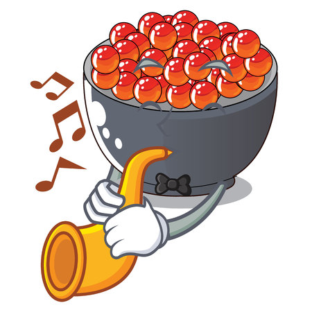 With trumpet salmon roe character ready to eat vector illustrationのイラスト素材
