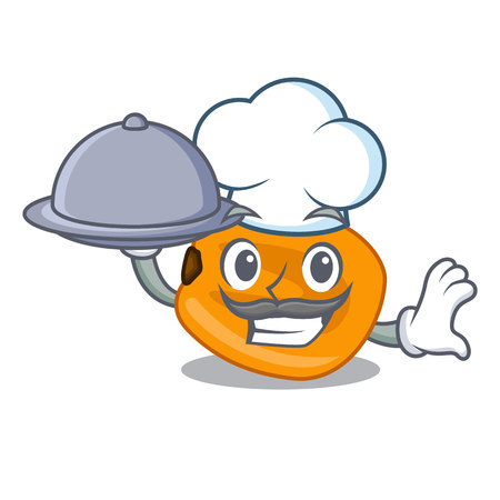 Chef with food eat corn nuts in cartoon shape vector illustrationのイラスト素材