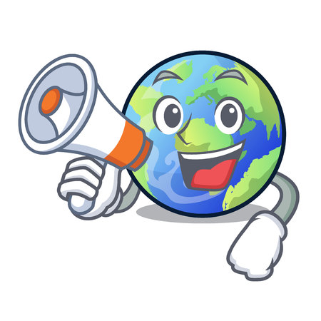With megaphone earth in the shape on character vector illustrationのイラスト素材