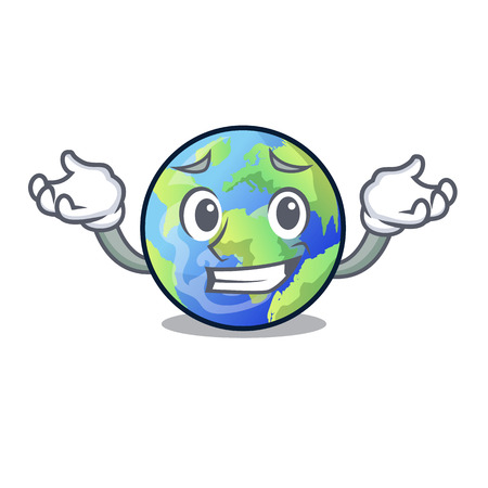 Grinning earth above the sky the mascot vector illustrationのイラスト素材