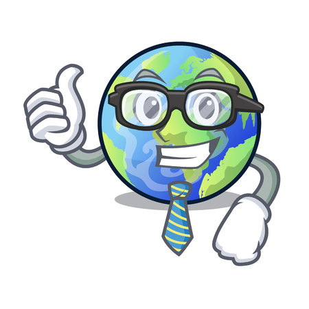 Businessman earth above the sky the mascot vector illustrationのイラスト素材