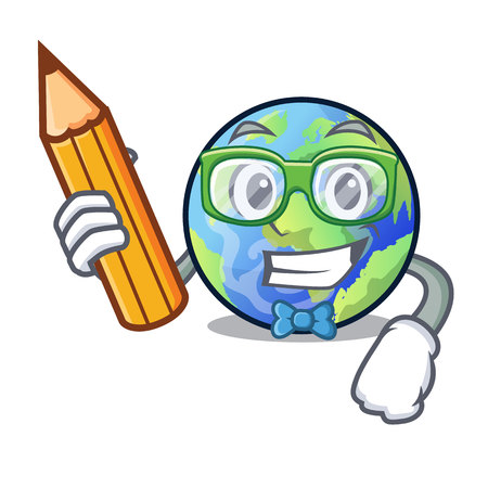 Student earth above the sky the mascot vector illustrationのイラスト素材