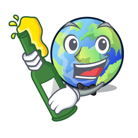 With beer earth isolated with in the cartoons vector illustrtaionのイラスト素材