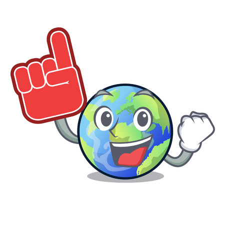 Foam finger earth isolated with in the cartoons vector illustrtaionのイラスト素材