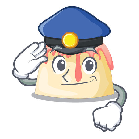 Police Strawberry pudding in wooden cartoon bowl vector illustrationのイラスト素材