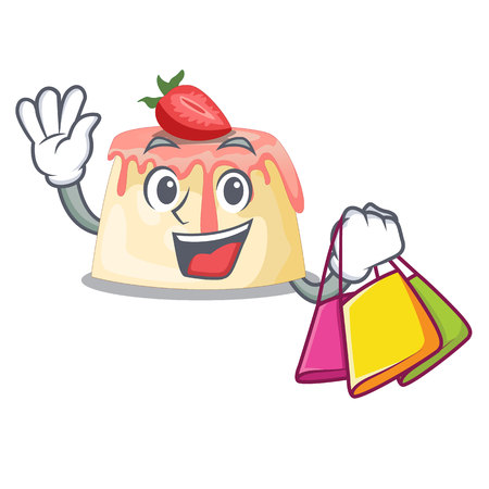 Shopping Strawberry pudding on wooden cartoon table vector illustrationのイラスト素材