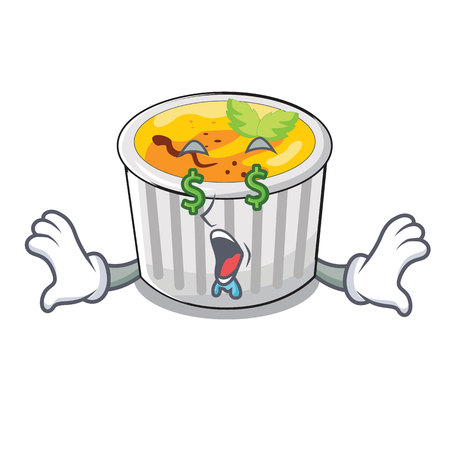 Money eye creme brulee served on mascot plate vector illustrationのイラスト素材