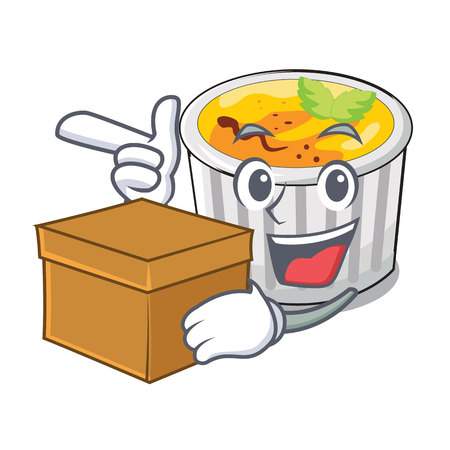 With box creme brule in white cartoon bowl vector illustrationのイラスト素材