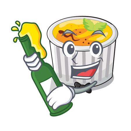 With beer creme brulee served on mascot plate vector illustrationのイラスト素材