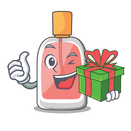 With gift perfume bottle on the character table vector illustrationのイラスト素材