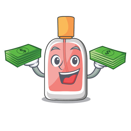 With money bag perfume bottle on the character table vector illustrationのイラスト素材