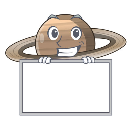 Grinning with board Pluto saturn isolated in with mascot vetor illustrationのイラスト素材