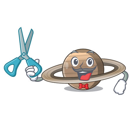 Barber Pluto saturn isolated in with mascot vetor illustrationのイラスト素材