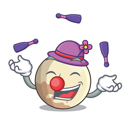 Juggling Pluto planet isolated in with mascot vector illustrationのイラスト素材