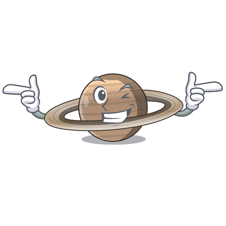 Wink image of planet saturn in character vector illustrationのイラスト素材