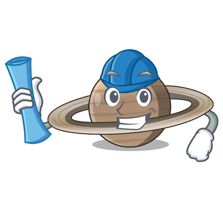 Architect image of planet saturn in character vector illustrationのイラスト素材