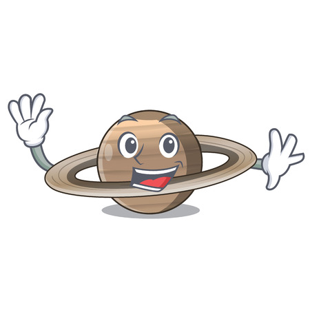 Waving image of planet saturn in character vector illustrationのイラスト素材