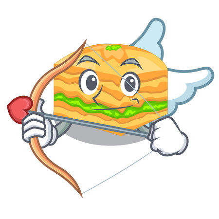 Cupid cartoon baklava is served on plate vector illustrationのイラスト素材
