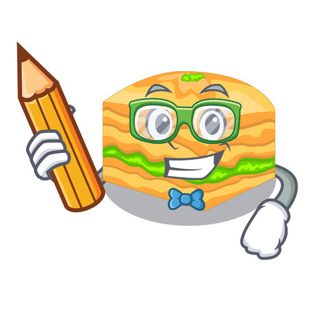 Student cartoon baklava on the wooden boardsvector illustrationのイラスト素材