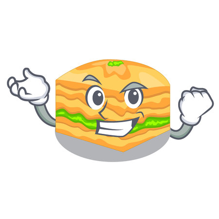 Successful cartoon baklava on the wooden boardsvector illustrationのイラスト素材